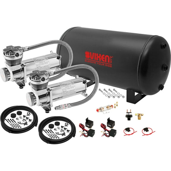 Vixen Air Suspension Kit for Truck/Car Bag/Air Ride/Spring. On Board System- Dual 200psi Compressor, 6 Gallon Tank. For Boat Lift,Towing,Lowering,Load Leveling,Bags,Onboard Train Horn VXO4863DC