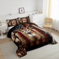 thumbnail image 3 of Feelyou 3D Farmhouse Deer Queen Comforter Set for Men, American Flag Print Bedding Sets, Branches Leaf Botanical Reversible Bedding Comforter Set, Ultra Soft Bedroom Decor, 3 Pieces, 3 of 8