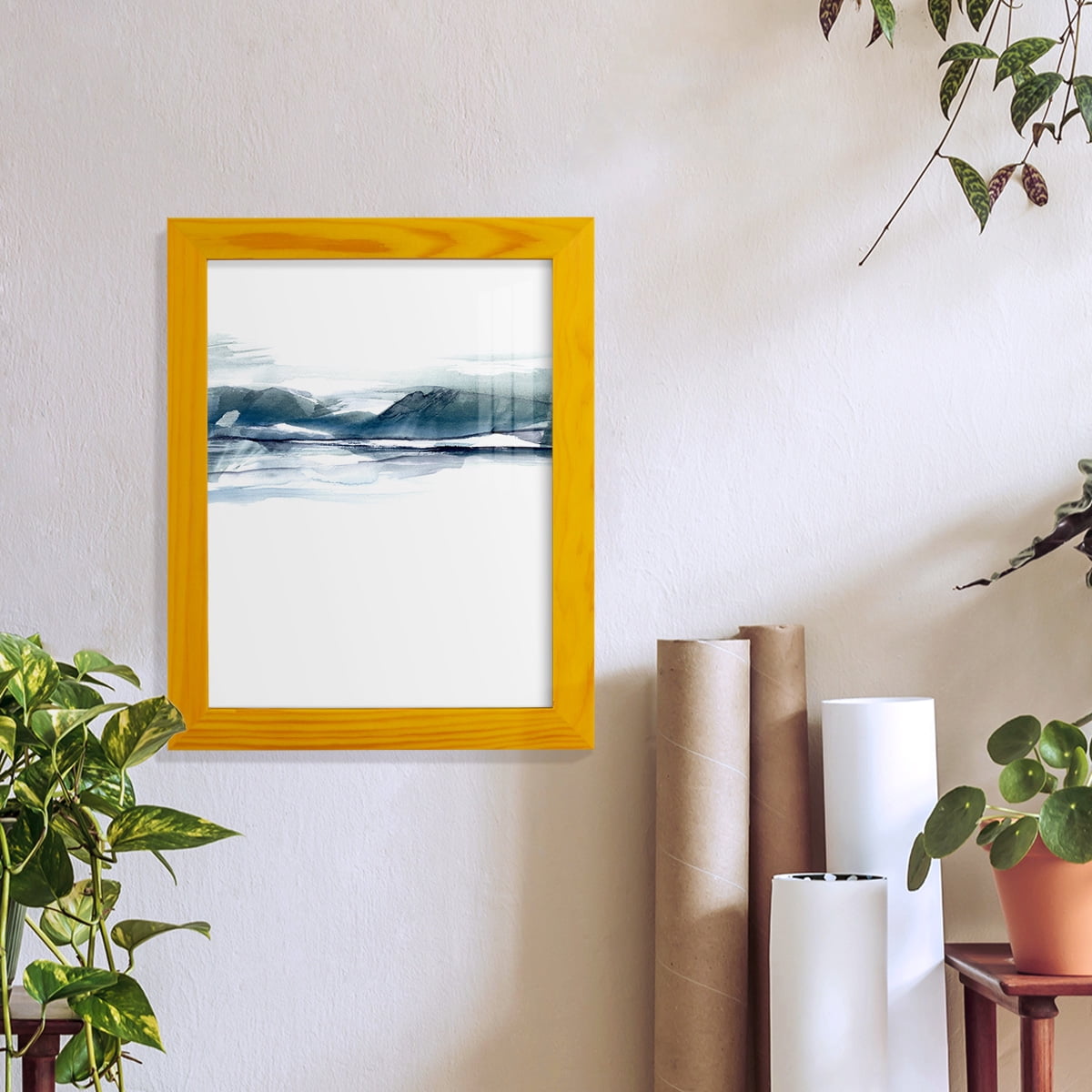 Stark Horizon I - Framed Print w/glass - Sunflower Yellow