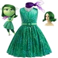 thumbnail image 4 of Disfraz de princesa Disney Inside Out Joy Disgust + peluca para niñas, para Halloween, carnaval, cumpleaños, disfraces de felicidad, 4 of 5