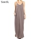 thumbnail image 2 of Vestido Largo Maxi De Playa De Verano Sin Mangas con Cuello En V Profundo Informal para Mujer,Caqui,XL, 2 of 5