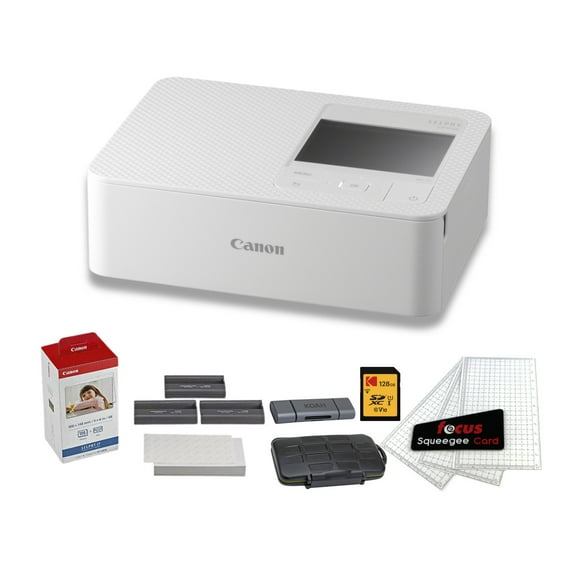Canon Selphy CP1500 Wireless Compact WiFi AirPrint USB and Dye Sublimation Photo Printer (White) Bundle with Accessories (12 Items)