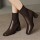 thumbnail image 2 of NECHOLOGY Botas Mujer Adulto Femenino Zapatos Botines mujer Botas tobilleras tejidas con tacones y gruesos, estilo francés, vintage, con cabeza cuadrada (Brown, 7), 2 of 5