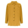 thumbnail image 6 of Ohufall Women's Cotton Blouses Fashion Solid Casual Long Sleeve Lapel Shirt Lightweight Loose Button Down Outdoor Beach Shirts with Pocket, 6 of 9