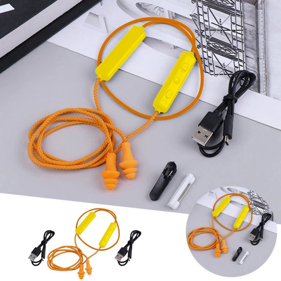 Bluetooth Earplugs for Work - Ear Plugs Earphone Headphones with Mic and Controls, Hidden In-Ear,Noise Suppression,for Construction Sites & Noisy Places, Gift for Men Women (Yellow 1Pcs,39.3'' )