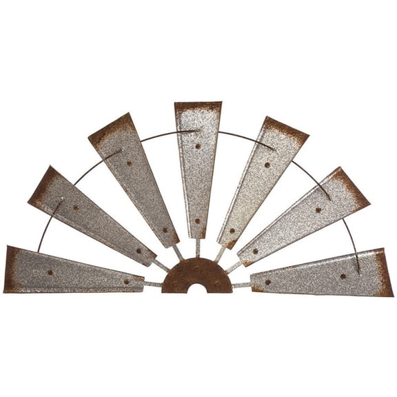 BINGLI Vintage Weathered Galvanized Metal Half Windmill Wall Sculpture: Rustic Farmhouse Charm for Living Rooms, Bedrooms and Country Kitchens, 11 Inches Long
