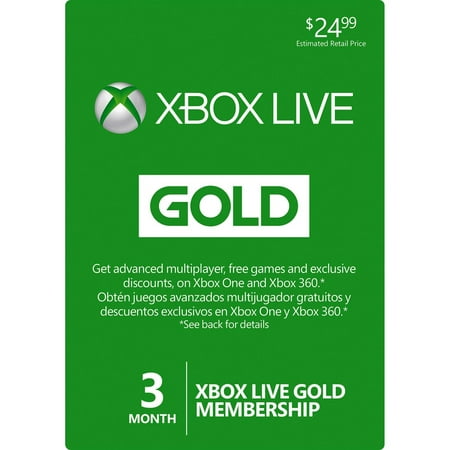 3 Month Microsoft Xbox One & Xbox 360 LIVE Gold Membership Card