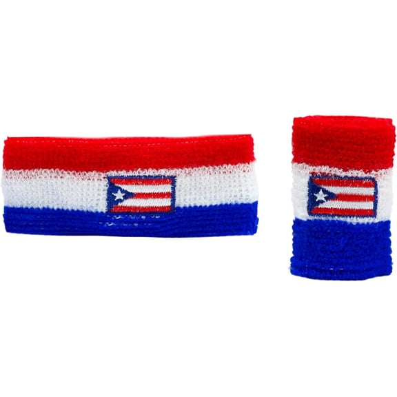 Striped Sweatband Set - Sport Sweat Band and Wrist Band