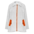thumbnail image 6 of yoeyez Fuzzy Zip Up Jackets Women Lightweight Zip Up Sherpa Jacket Cozy Soft Color Block Coats with Pockets White,L, 6 of 7