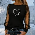 thumbnail image 6 of Xdegoge Going Out Tops for Women Mesh Long Sleeve Sheer Blouse Dressy Heart Graphic Cute Valentines Shirts Crewneck Lace Undershirt Holiday Party Night Outfit, 6 of 9