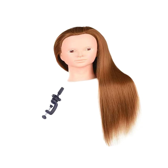Cabeza de maniquí de cosmetología de 23,6 pulgadas para entrenamiento de peluquería, ideal para cortes de cabello caseros. oro Sin maquillaje