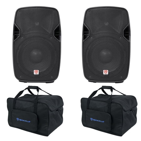 (2) Rockville SPGN104 10" 1600W DJ PA Speakers 4-Ohm+Weather proof Carry Bags