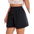 thumbnail image 5 of SLADYGLO Women Elastic Waist Buttons Decorative Pleated Front Pockets Plus Size Shorts, 5 of 7