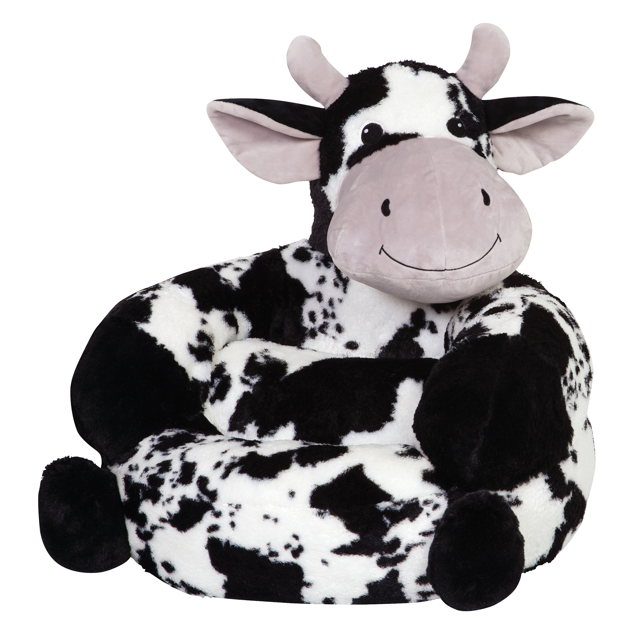 Trend Lab Toddler Plush Black and White Cow Character Chair - image 2 of 7