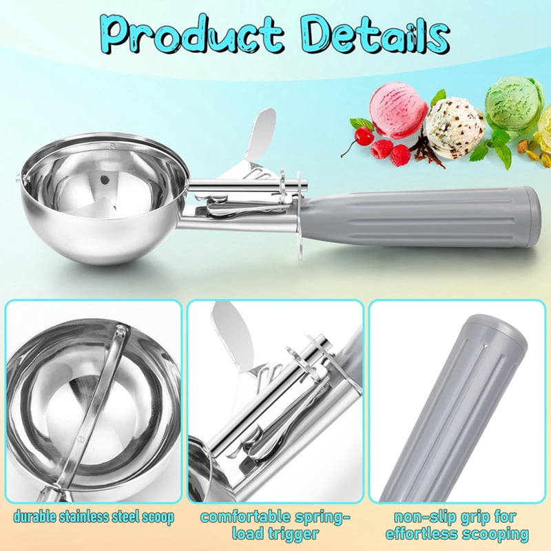 4Pcs 4oz Release Cookie Scoops Ice Cream Scooper with Trigger Release Portion Scoop Stainless Steel for Portion Control