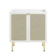 thumbnail image 3 of Modway Chaucer 30" Wood & Rattan Bathroom Vanity Cabinet in White, 3 of 10