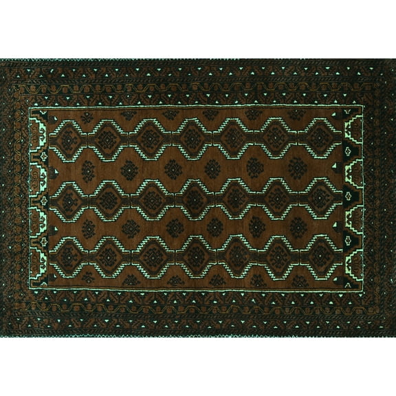 Ahgly Company Machine Washable Indoor Rectangle Persian Turquoise Blue Traditional Area Rugs, 5' x 7'