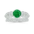 thumbnail image 4 of Angara Natural 1.2 Ct. Emerald with Diamond Vintage Inspired Ring in 14K White Gold for Women (Ring Size: 3), 4 of 10