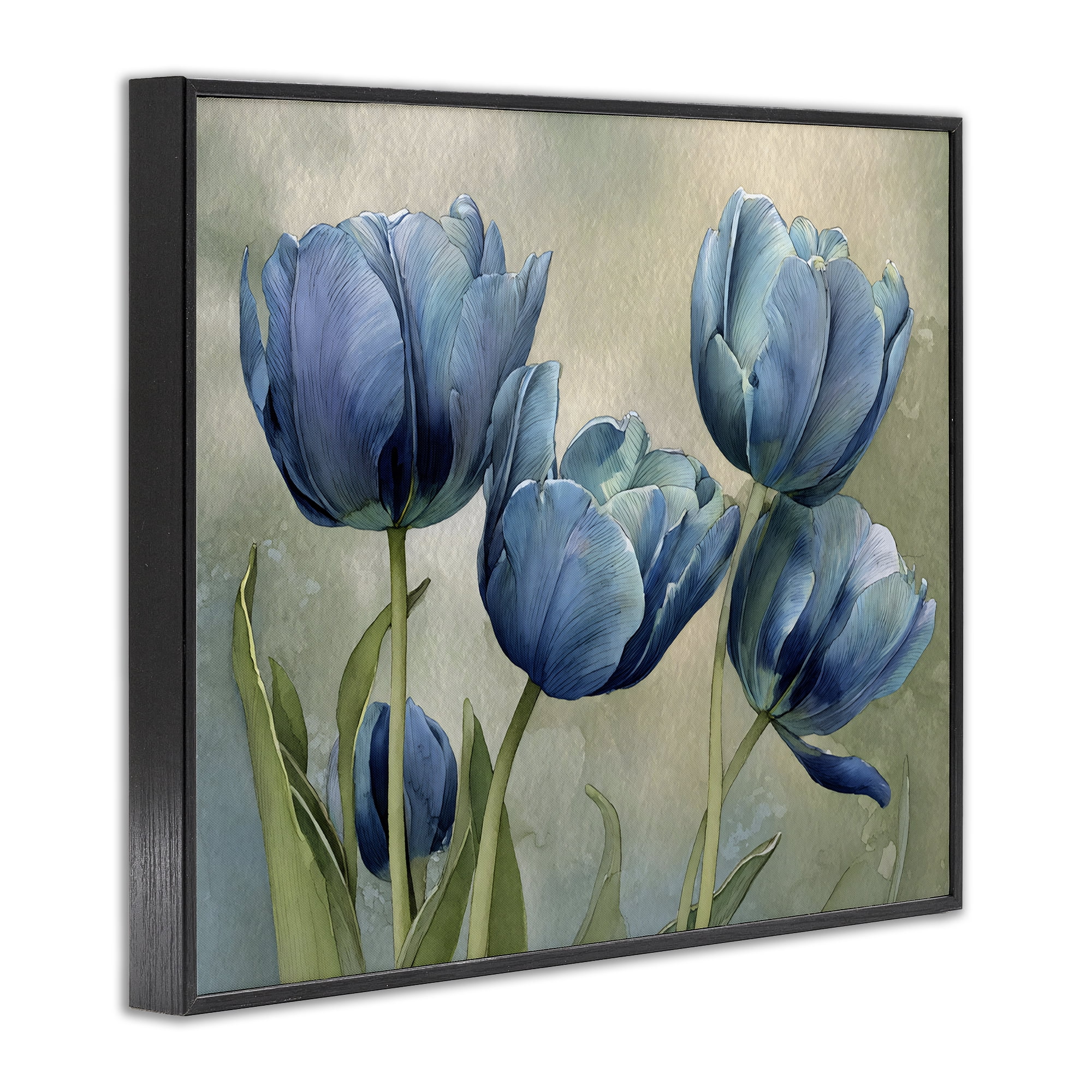 Stupell Industries Drawn Blue Tulip Flowers Black Framed Giclee Art, design by Franklyn Gregory
