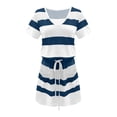thumbnail image 4 of Robes de Soirée Décontractées pour Femmes Col en V Sans Manches Robes Rayées Ceinture Mini Robe Élégante pour Femmes en Liquidation, 4 of 5