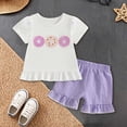 thumbnail image 2 of TOWED22 Toddler Girl Summer Clothes 2Pcs Set Heart Detail T-Shirt + Denim Shorts Play Outfit 18M-3T(Purple,18-24 M), 2 of 8