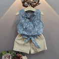 thumbnail image 2 of 2Pcs/Set Kids Baby Girls Summer Suits Cotton Floral Patterns Short Vest +Pants Clothing, 2 of 7