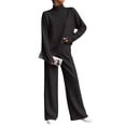 thumbnail image 2 of Hilenly Two Piece Sets for Women Fall Outfits Lounge Sets Mock Neck Tops Wide Leg Pants Vacation Travel Airport Outfits, 2 of 8