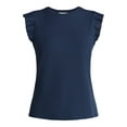 thumbnail image 5 of Time and Tru Women's Rib Ruffle Sleeve Top, Sizes XS-XXXL, 5 of 5