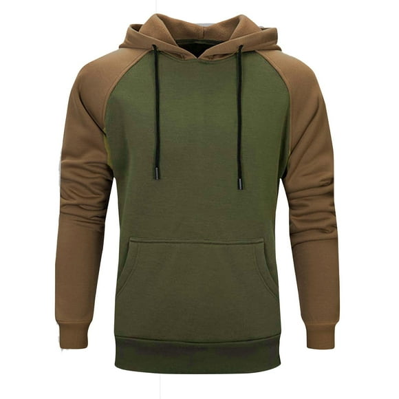 Mefallenssiah Mens Sweatshirt Clearance Men Hoodies Color Block Patchwork Blend Fleece Pullover Kanga Pocket Sweatshirts Reduced Price