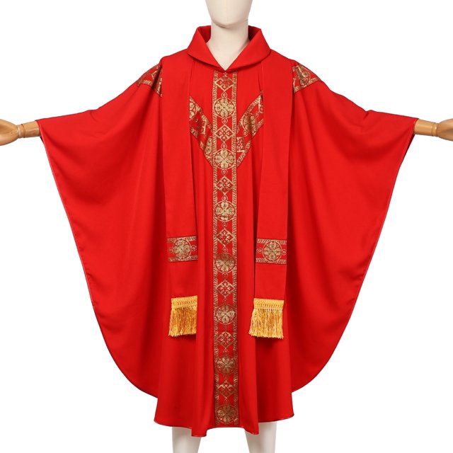 BLESSUME Church Catholic Priest Chasubles Vestments for Church Mass Vestments Robe With Stole
