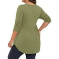 thumbnail image 5 of WellSize Plus Size Blouses for Women V Neck Curved Hems Tunic Tops Casual Long Sleeve Botton Fall Shirts, 5 of 9