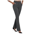 thumbnail image 2 of felwors Women's High-Waisted Flare Pants with Button Front Pockets Stretchy Dress Trousers for Work Office and Everyday Style（Dark Gray， XXL）, 2 of 4