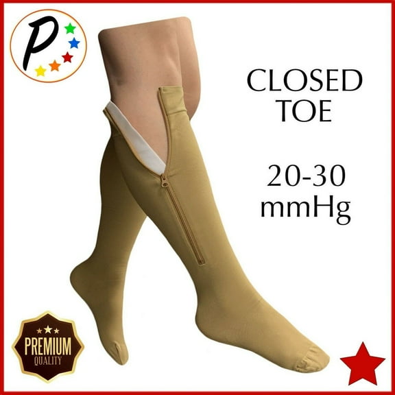 Presadee Premium Closed Toe 20-30 mmHg Firm Compression With YKK Zipper Leg Circulation Swelling Socks
