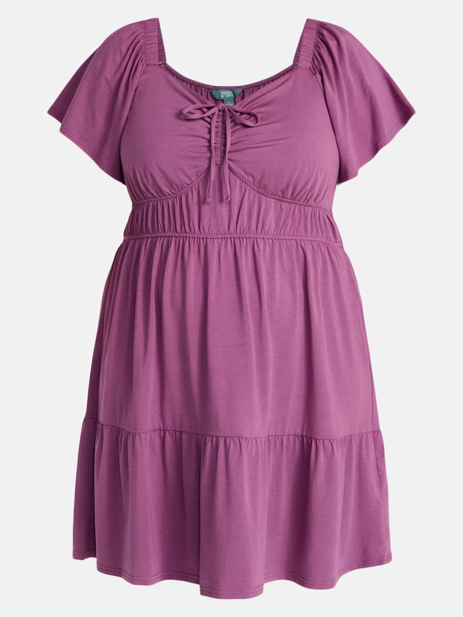 Terra & Sky Women's Plus Tiered Mini Dress, Sizes 0X-5X