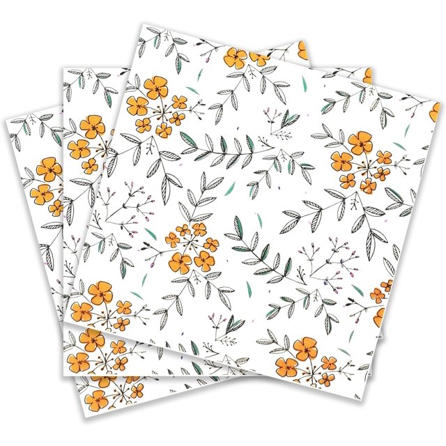 Zelten Colored Paper Party Napkins, 20 Count Shabby Chic for Wedding, Inner, Tea Party, Decoupage, Leaves & Flowers