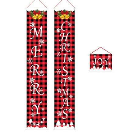3Pcs Front Door Christmas Decorations, Outdoor Christmas Decorations Porch, Christmas Door Banner, Christmas Porch Sign, Christmas Front Door Decorations 71"*12"