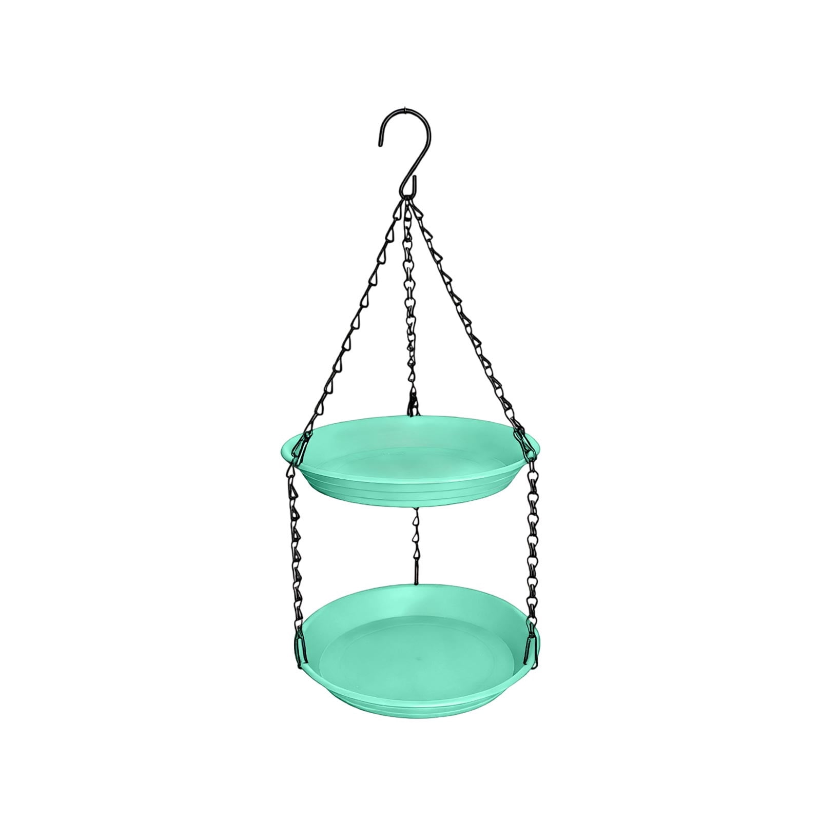 2-in-1 Double Layer Hanging Bird Feeder and Waterer Outdoor Plastic Small Bird Feeding Station with Chain Compact Garden Decor