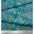 thumbnail image 2 of Soimoi Green polyester Crepe Fabric Leaves & Floral Hand Drawn Printed Fabric 1 Yard 42 Inch Wide, 2 of 2