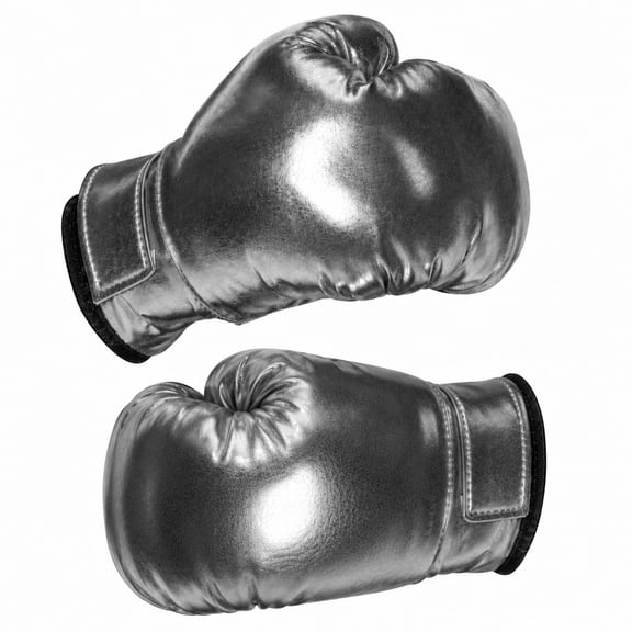 Underwraps Silver Boxing Gloves Costume Accessory, Metallic Faux Leather Sports Fight Champion Dress Up Prop, Halloween Cosplay, One Size One Size