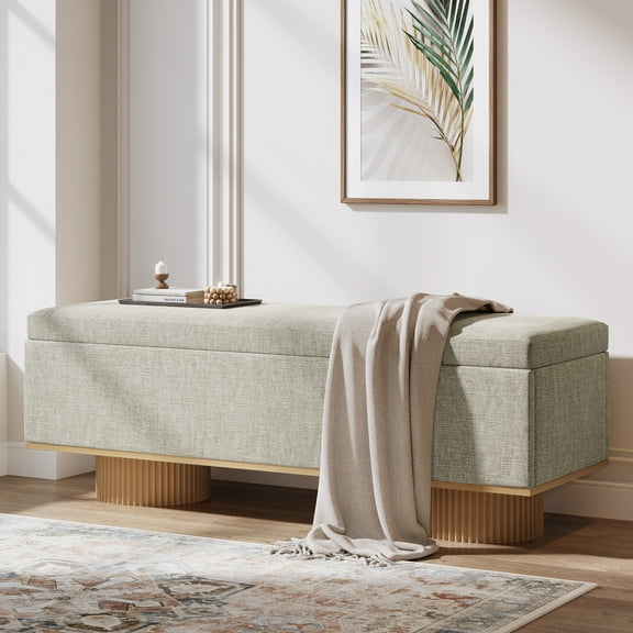 Tribesigns 50.39" Storage Bench with Padded Seat Cushion, Upholstered Shoe Bench with Flip Up Storage for Bedroom, Living Room, Entryway