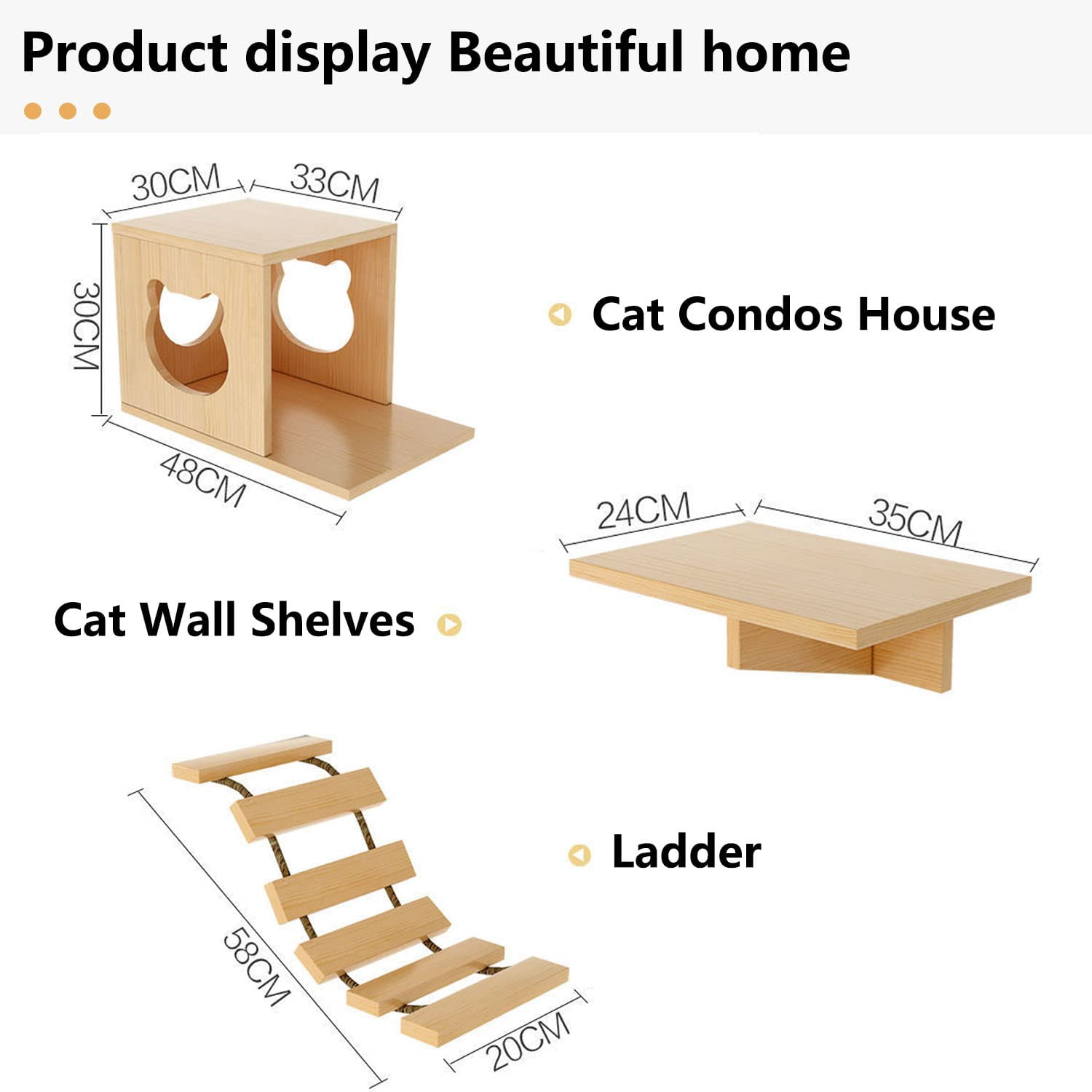 Cat Wall Shelves And Furniture Set With Condos  Perches Bridge Ladders Sisal Posts - Steps Houses For Cats (b)