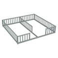 thumbnail image 5 of PORKISS Twin Size Floor Bed for Kids, Double Wood Montessori Bed Frame with Fence, Grey, 5 of 12
