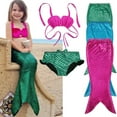 thumbnail image 2 of 3PCS Girl Kids Mermaid Tail Swimmable Bikini Set Bathing Suit Fancy Costume 3-9Year, 2 of 2
