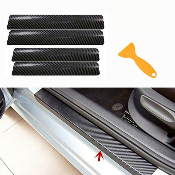 Walbest 4Pcs/Set Carbon Fiber Auto Car Door Sill Stickers Anti-Scratch Protection Cover Universal