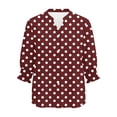 thumbnail image 6 of Htigea Women's 3/4 Sleeve Polka Dots Shirts Boho Trendy Smocked Cuffs V-Neck Tops Casual Dressy Button Down Beach Vacation Tees Wine XXL, 6 of 6