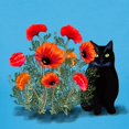 thumbnail image 3 of CafePress - Black Cat With Poppies Women's Dark T Shirt - Women's Traditional Fit Dark T-Shirt, 3 of 4