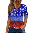 thumbnail image 2 of Cavosen Red White and Blue Shirts for Women Petite Independence Day Short Sleeve V-Neck T Shirts USA Star Striped Graphic Tops Lady XL 4th of July Casual T Shirts Red White and Blue Tunic Tees, 2 of 5
