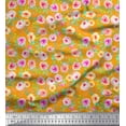 thumbnail image 1 of Soimoi Orange Modal Satin Fabric Leaves & Floral Watercolor Printed Fabric 1 Yard 42 Inch Wide, 1 of 3