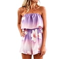 thumbnail image 2 of VNKIDY Womens Strapless Tube Ruffle Overlay Gradient Floral Print Elastic Cinched Waist Relax Fit Short Romper Lightweight Flowy Summer Boho Sleeveless Jumpsuit For Ladies S, 2 of 4