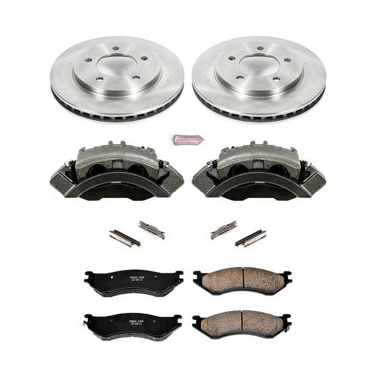 PowerStop Front Stock Replacement Brake Pad and Rotor Kit with Calipers Fits: FORD LINCOLN Select Models KCOE1869